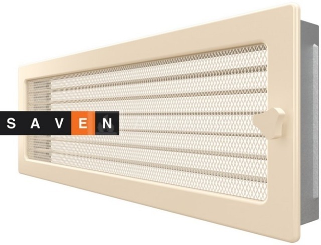 Решетка для камина Saven Classic 17x49 кремовая с жалюзи. Фото 2
