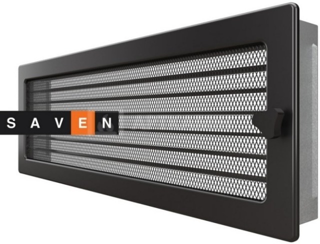 Решетка для камина Saven Classic 17x49 графит с жалюзи. Фото 2
