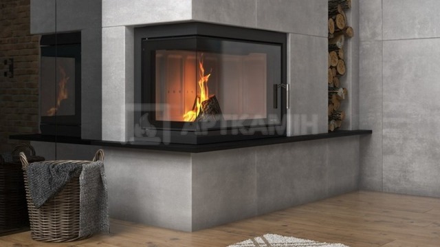 Каминная топка Defro Home Intra M BL 13 кВт (белая футеровка). Фото 2