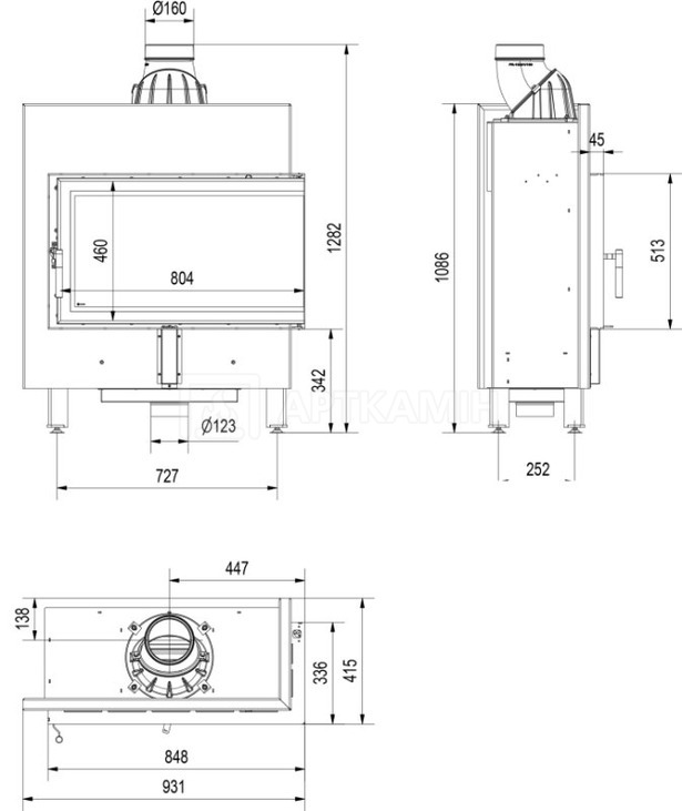 Каминная топка Kratki Lucy 14/Slim/P/BS. Фото 6