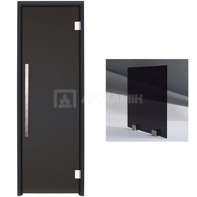 Стеклянные двери для хаммама GREUS Black Edition 70х200. Фото 2
