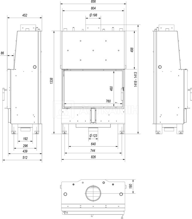 Каминная топка Kratki Lucy PW/16/W/DG с водяным контуром и двойным стеклом. Фото 2