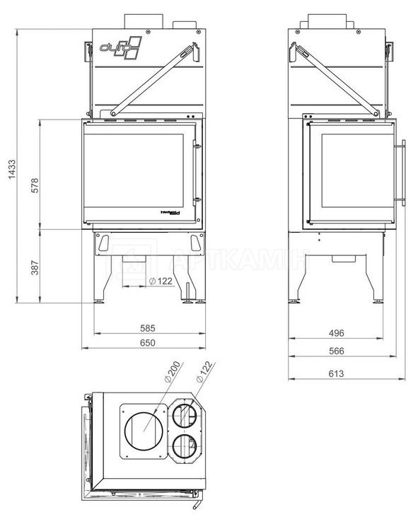 Камінна топка Uniflam 660 DURO ліве бокове скло. Фото 3