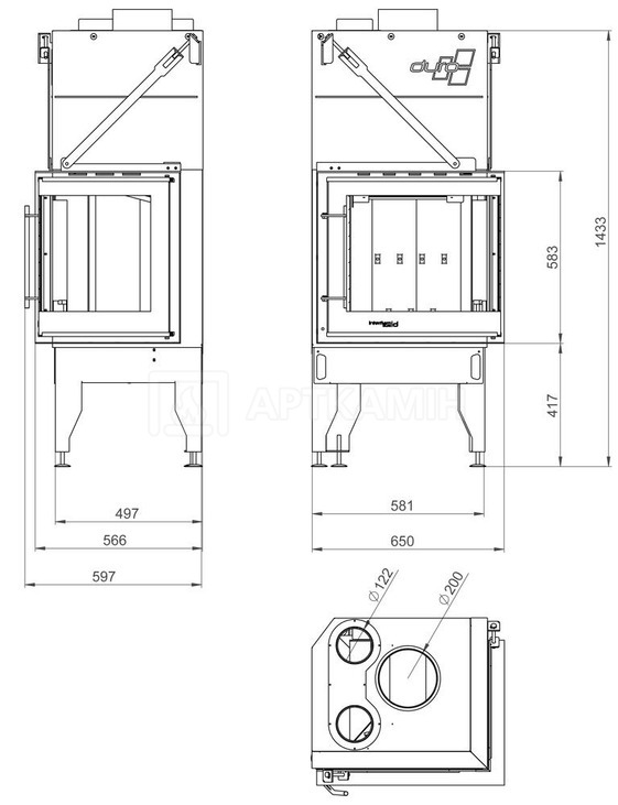 Камінна топка Uniflam 660 DURO праве бокове скло. Фото 3