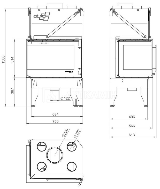 Каминная топка Uniflam 760 DURO левое боковое стекло. Фото 3
