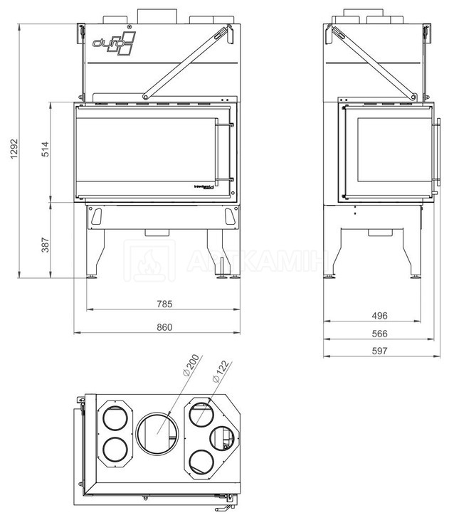 Каминная топка Uniflam 860 DURO левое боковое стекло. Фото 3