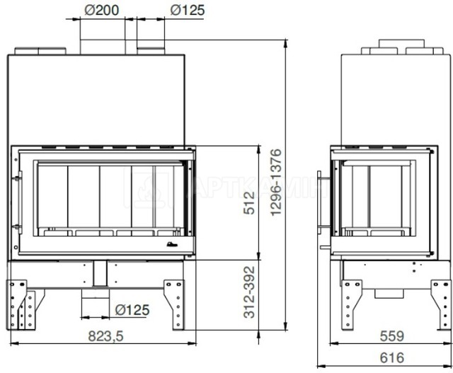 Камінна топка Uniflam 860 EVO LBS з роздільним склом. Фото 8