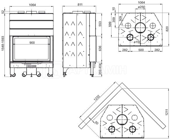 Камінна топка Nordica Monoblocco 900 Piano. Фото 3