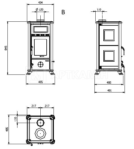 Піч-камін Nordica Dorella L8 X бордо. Фото 5