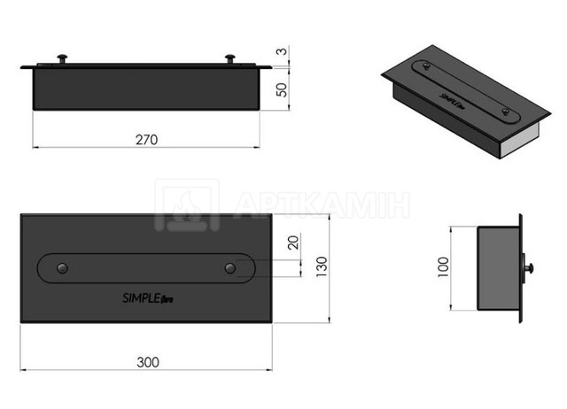 Біокамін Simple Fire Frame 600 зі склом. Фото 3