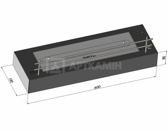 Біокамін Simple Fire Firebox 600 зі склом. Фото 4