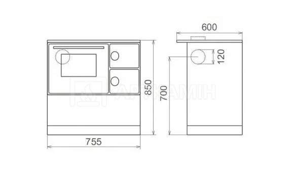 Піч Thorma Okonom 75/Fiko De Luxe white left. Фото 6