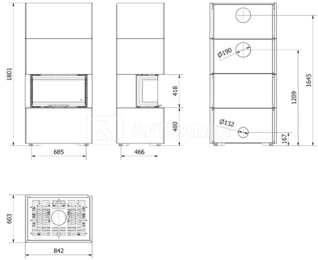 Камін модульний Kratki Home Easy Box NBC Bianco 7 кВт. Фото 8