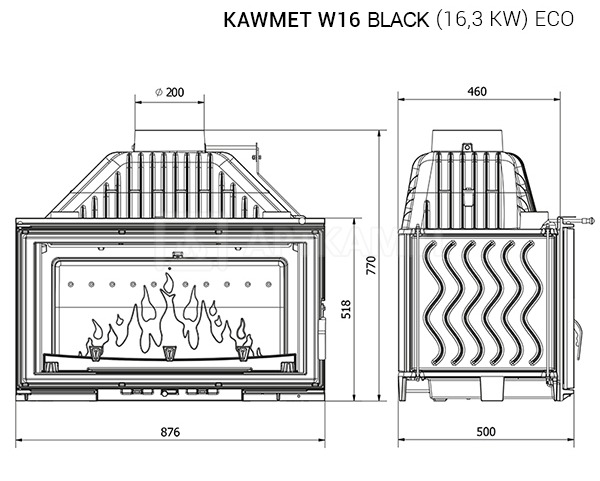 Камінна топка Kawmet W16 Black 16,3 кВт ECO. Фото 8