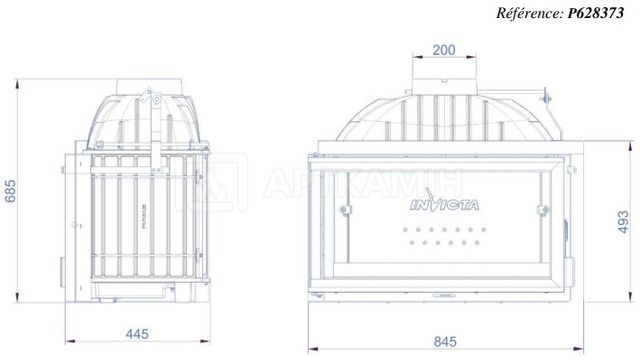 Каминная топка Invicta Foyer d’angle 800 VG левосторонняя 6283-73. Фото 2