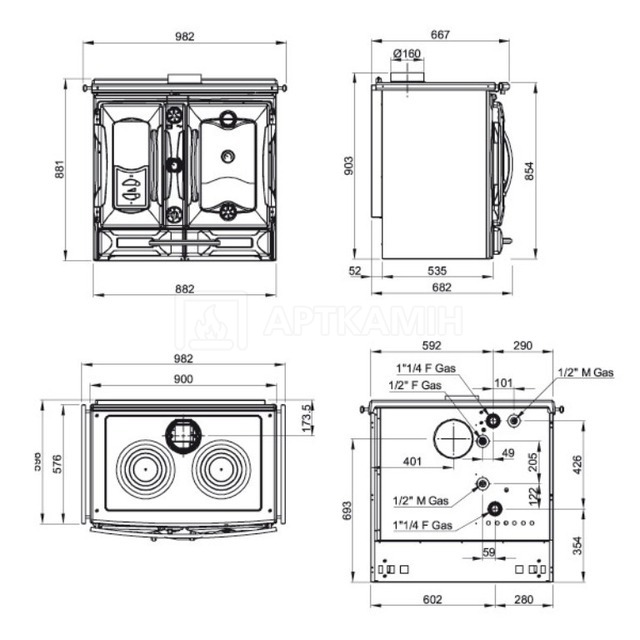 Опалювально-варильна піч Nordica Termo Suprema Compact D.S.A NE. Фото 6