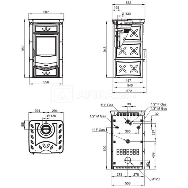 Опалювально-варильна піч Nordica Termo Nicoletta Evo D.S.A. бордо. Фото 2
