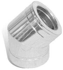Коліно димоходу 45° нерж/нерж Версія Люкс D-140/200 мм товщ. 0,5 мм