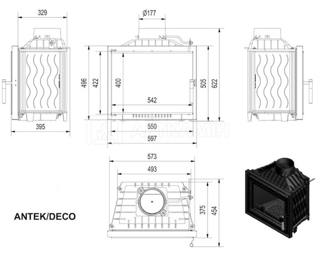 Камінна топка Kratki Antek Deco 10 кВт. Фото 3