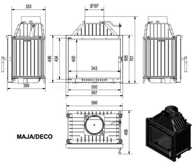 Камінна топка Kratki Maja Deco 12 кВт. Фото 3
