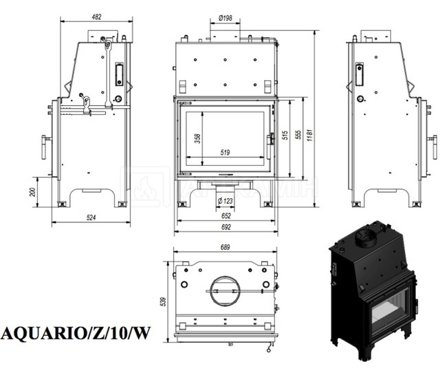 Камінна топка Kratki Aquario Z/10/PW/W з водяним контуром. Фото 2