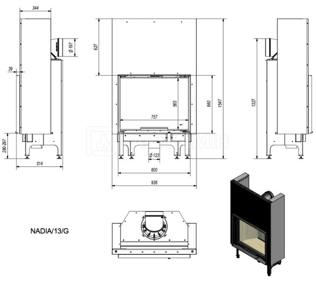 Каминная топка Kratki Nadia 13/G. Фото 2