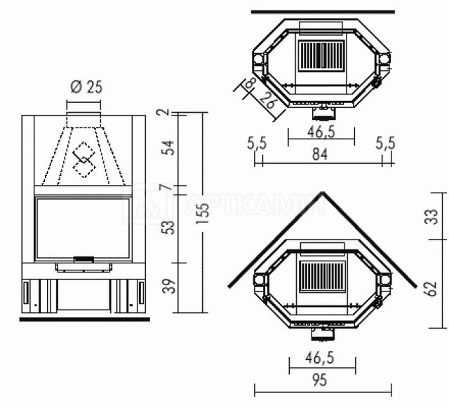 Каминная топка Edilkamin Tekno 3 (N). Фото 2