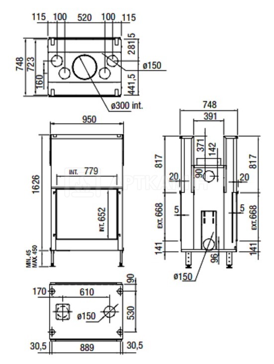 Каминная топка M-design 850 DV Double Face Diamond Plus. Фото 2