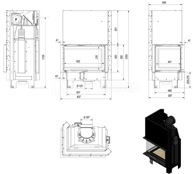 Камінна топка Kratki MBM L/BS/G 10 кВт ліва. Фото 4